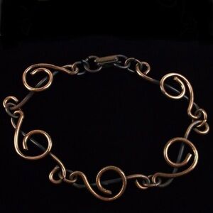 Vintage 1960s Copper Music Note Bracelet 8"